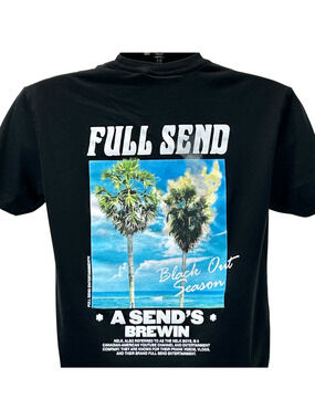 Full Send Nelk Boys T Shirt Black Out Season A Sends Brewin Palm Tree M Medium